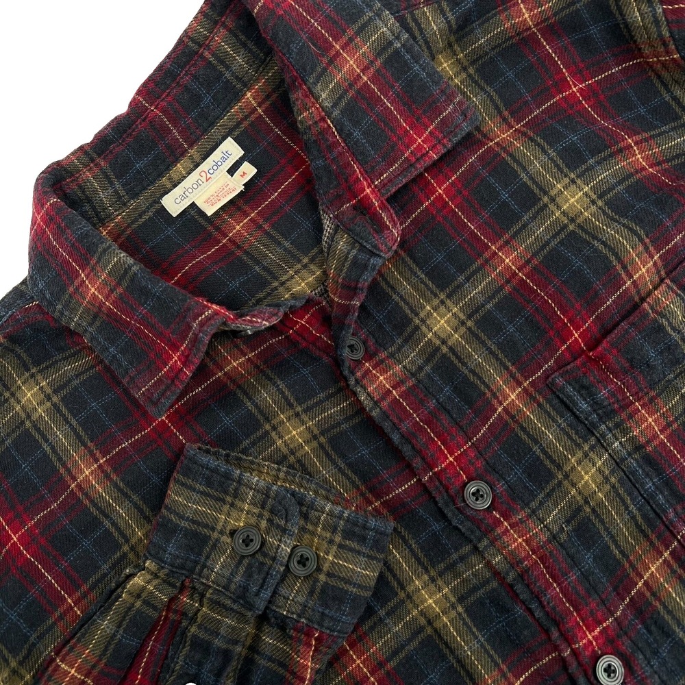 CARBON 2 COBALT Men's M Plaid Upper Echelon Lightweight Button-Up Flannel Shirt